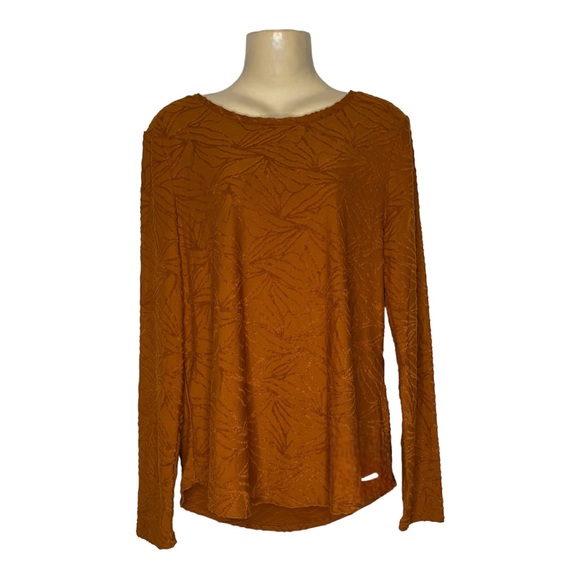 Simply Vera Long Sleeve Tunic Top Textured Cognac Small - Picture 4 of 4